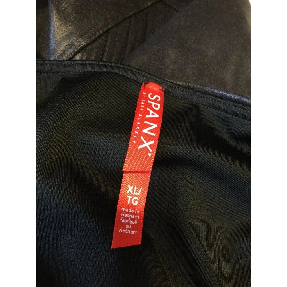 SPANX Womens Leggings Size XL Black Moto Shiny Stretchy Slimming